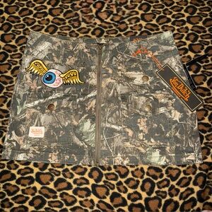 NWT Von Dutch Originals Camo Mini Skirt Women's Zip Front